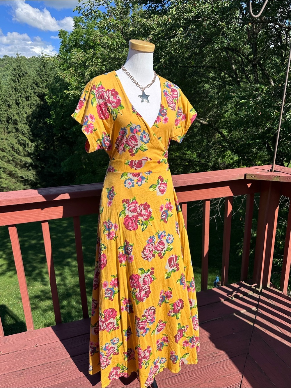 NWT! Matilda Jane Alana Yellow Floral Wrap-Style Maxi Dress